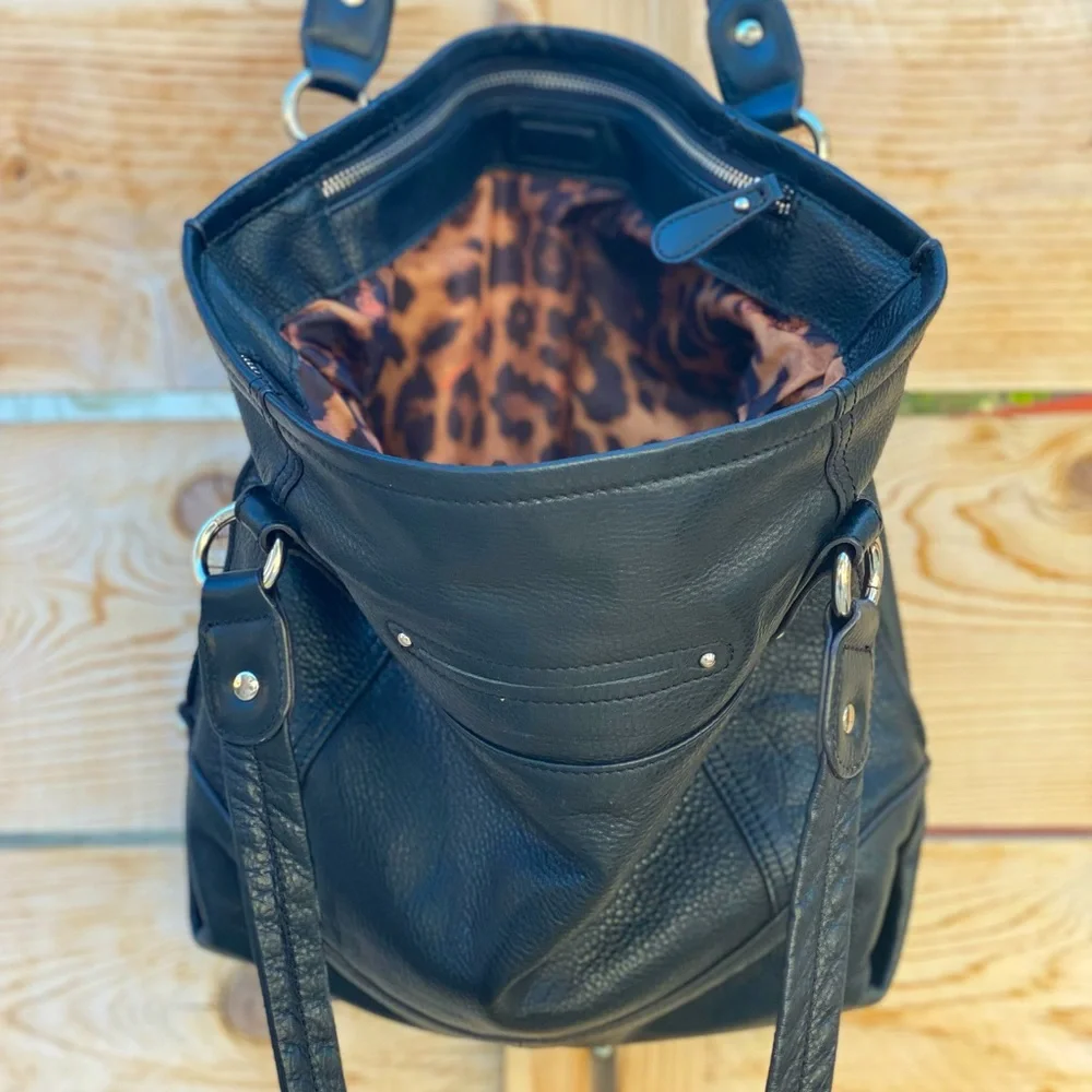 SOLD❣️MAKOWSKI BLACK SHOULDER LG BAG SOFT LEATHER - Picture 2 of 11